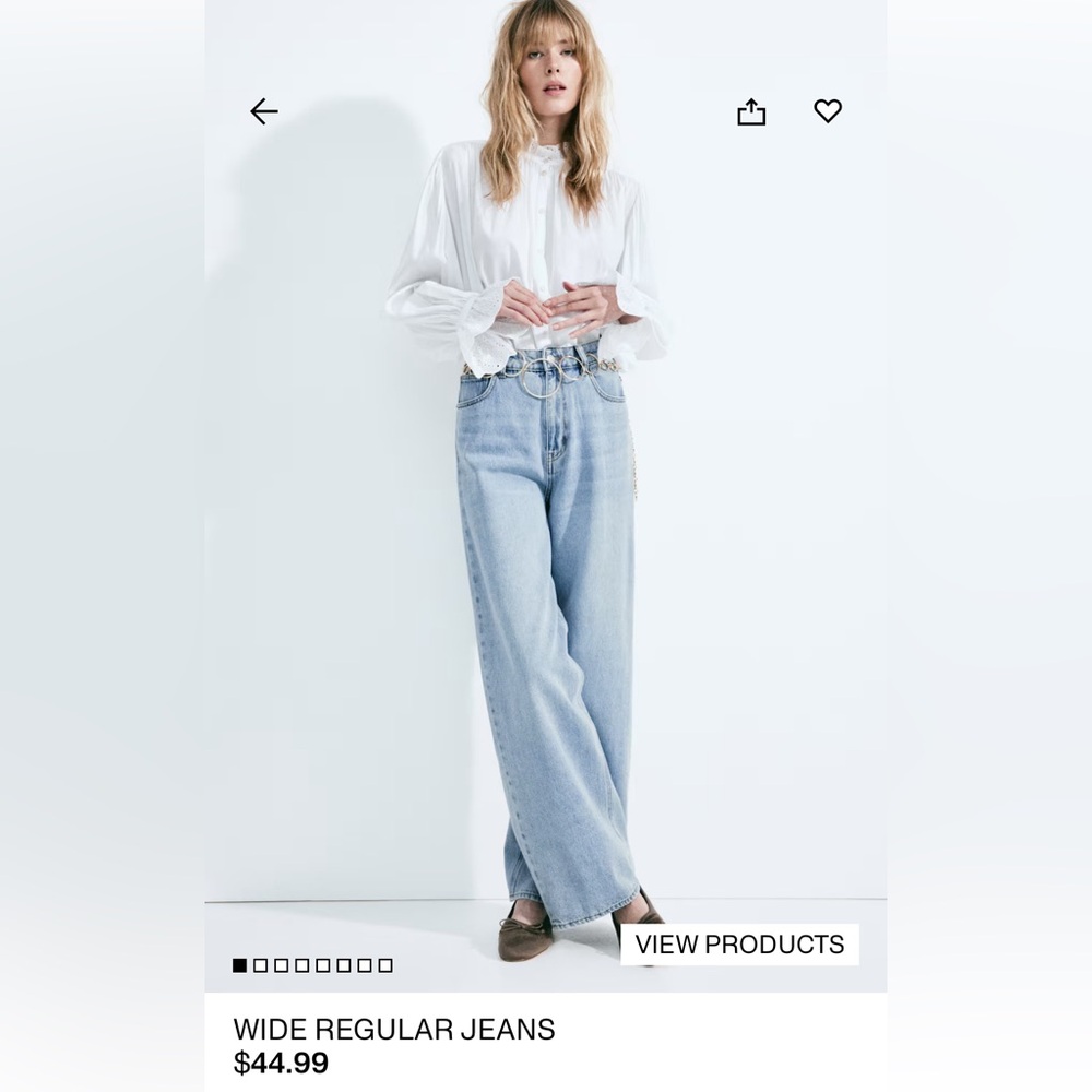 H&M New Wide Regular Waist Jeans Size US 10